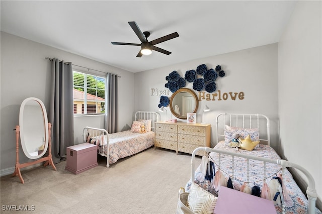 11730 Rosemount Dr, Fort Myers, FL 33913 - bedroom with light carpet and a ceiling fan