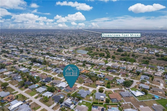 aerial overview of property's location featuring nearby suburban area