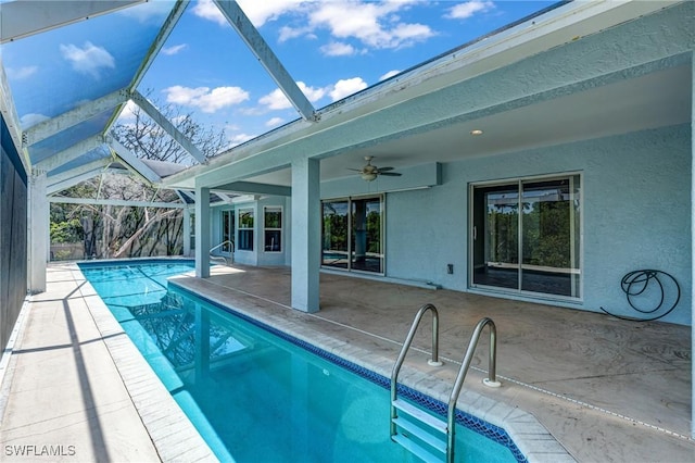 1976 San Marco Rd, Marco Island, FL 34145 - outdoor pool featuring a patio and a ceiling fan