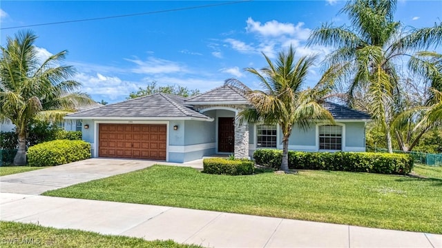 1976 San Marco Rd, Marco Island, FL 34145 - ranch-style home featuring stucco siding, a garage, driveway, and stone siding
