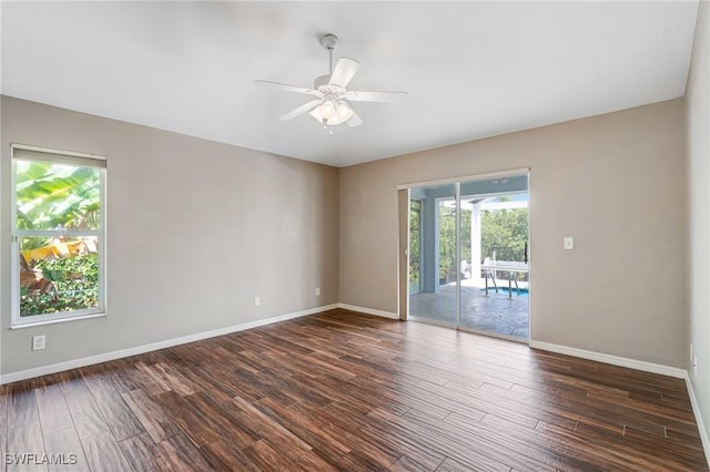 1976 San Marco Rd, Marco Island, FL 34145 - empty room featuring dark wood-style flooring and ceiling fan