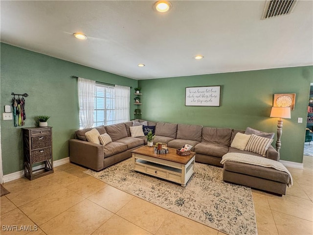4002 Cascade Ln, Labelle, FL 33935 - living area featuring light tile patterned flooring, recessed lighting, and baseboards