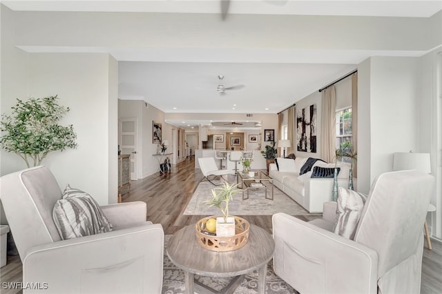 3580 Windjammer Cir Unit 1603, Naples, FL 34112 - living room featuring light wood-style floors, recessed lighting, and ceiling fan