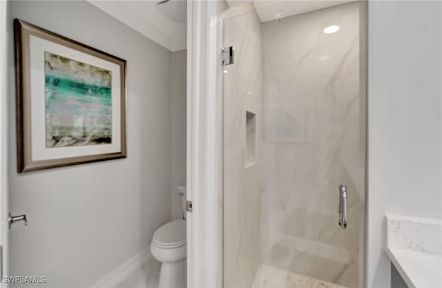 3580 Windjammer Cir Unit 1603, Naples, FL 34112 - full bathroom with a marble finish shower, toilet, and baseboards