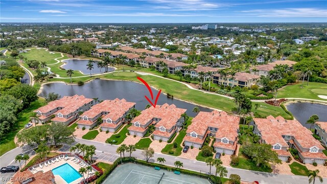 3580 Windjammer Cir Unit 1603, Naples, FL 34112 - aerial view of property and surrounding area featuring a golf club, a nearby body of water, and nearby suburban area