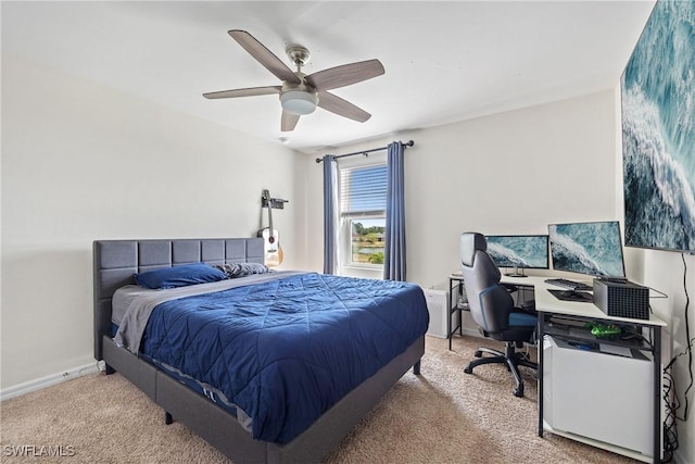 8118 Gopher Tortoise Trl, Lehigh Acres, FL 33972 - bedroom featuring carpet floors, baseboards, ceiling fan, and an office area