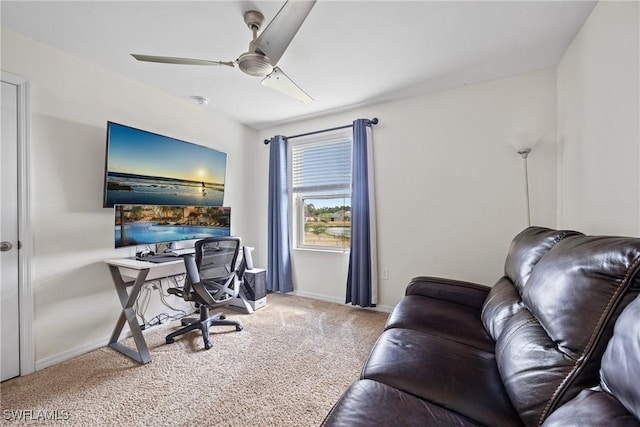 8118 Gopher Tortoise Trl, Lehigh Acres, FL 33972 - carpeted office featuring ceiling fan and baseboards