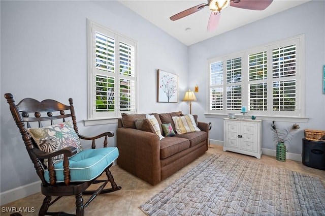 11265 Suffield St, Fort Myers, FL 33913 - living room with ceiling fan, healthy amount of natural light, and baseboards