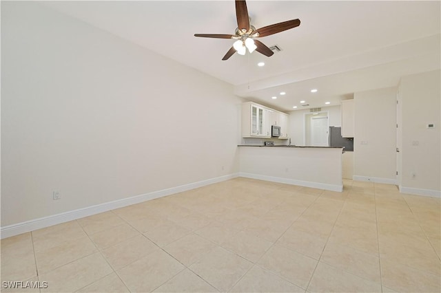4910 SW 17th Pl Unit 4B, Cape Coral, FL 33914 - unfurnished living room featuring ceiling fan, recessed lighting, and light tile patterned floors