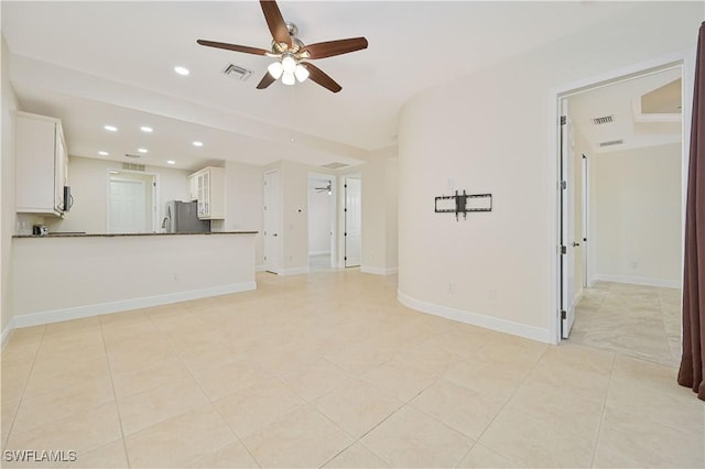 4910 SW 17th Pl Unit 4B, Cape Coral, FL 33914 - unfurnished living room with a ceiling fan, recessed lighting, and light tile patterned flooring