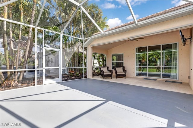 2664 Astwood Ct, Cape Coral, FL 33991 - unfurnished sunroom featuring a ceiling fan