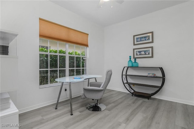170 Vista Ln, Naples, FL 34119 - office space featuring wood finished floors, baseboards, and a ceiling fan