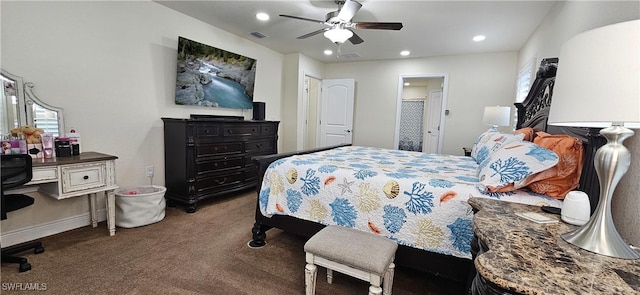 1948 Redmont Ave, Lehigh Acres, FL 33972 - bedroom with carpet floors, recessed lighting, baseboards, and a ceiling fan