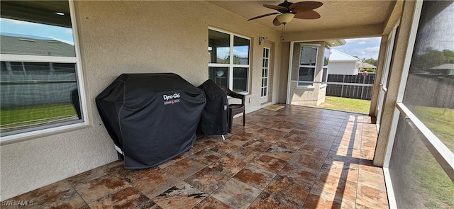 1948 Redmont Ave, Lehigh Acres, FL 33972 - sunroom / solarium featuring ceiling fan and plenty of natural light