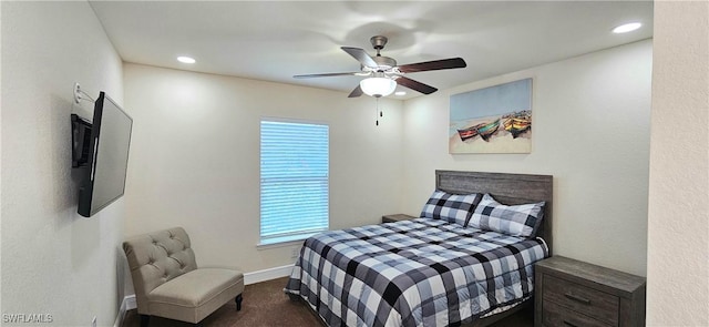 1948 Redmont Ave, Lehigh Acres, FL 33972 - carpeted bedroom with recessed lighting, baseboards, and ceiling fan