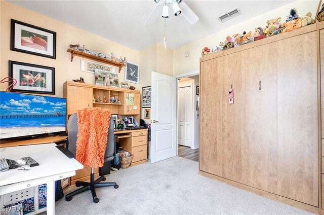 816 Mount Hood Ct, Naples, FL 34104 - home office featuring carpet floors and ceiling fan