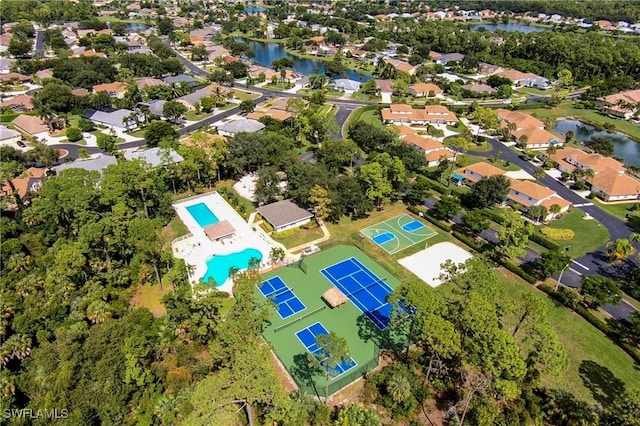 816 Mount Hood Ct, Naples, FL 34104 - aerial view of property's location with a pool, a nearby body of water, and nearby suburban area