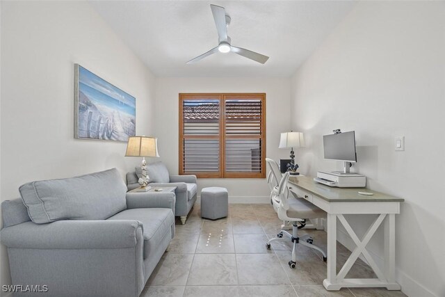 5692 Cassidy Ln, Ave Maria, FL 34142 - office featuring a ceiling fan and baseboards