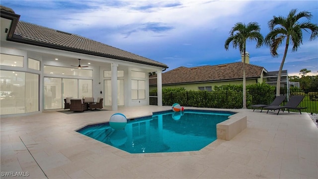 3936 Deep Passage Way, Naples, FL 34109 - view of swimming pool with a patio area, fence, and ceiling fan
