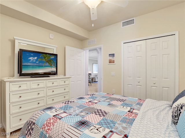 17961 Bonita National Blvd Unit 514, Bonita Springs, FL 34135 - bedroom featuring arched walkways, a closet, and ceiling fan
