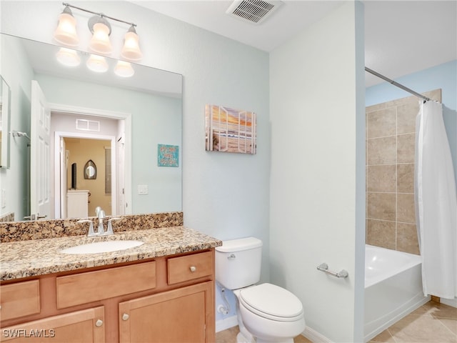 17961 Bonita National Blvd Unit 514, Bonita Springs, FL 34135 - full bathroom with vanity, tile patterned floors, and shower / bathtub combination with curtain