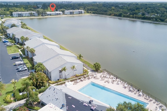 9950 Sailview Ct Unit 14, Fort Myers, FL 33905 - bird's eye view of a pool area and a nearby body of water