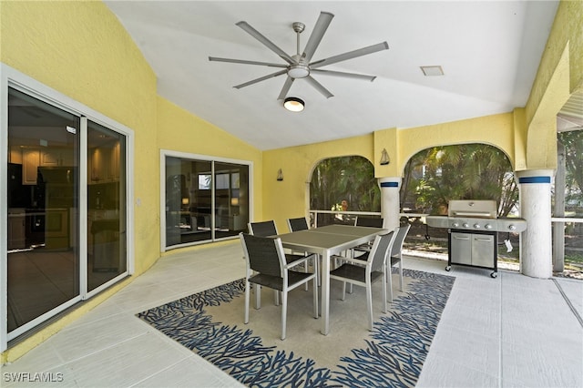 2005 SE 21st St, Cape Coral, FL 33990 - view of patio / terrace featuring a grill, ceiling fan, and outdoor dining area