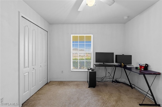 706 Kismet Pkwy E, Cape Coral, FL 33909 - office area with carpet floors, a ceiling fan, and baseboards