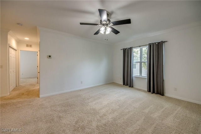 19530 Bowring Park Rd Unit 106, Fort Myers, FL 33967 - unfurnished room with ornamental molding, a ceiling fan, light carpet, and baseboards