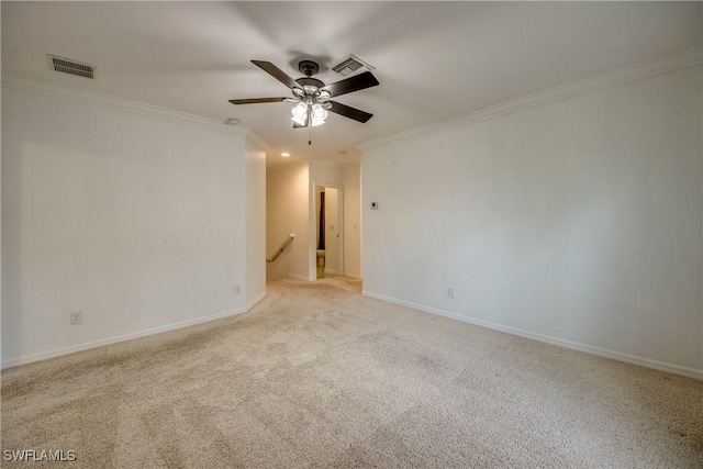 19530 Bowring Park Rd Unit 106, Fort Myers, FL 33967 - empty room with ornamental molding, ceiling fan, light colored carpet, and baseboards