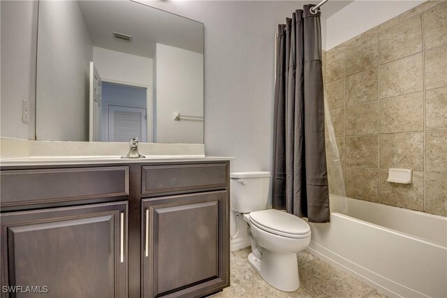 19530 Bowring Park Rd Unit 106, Fort Myers, FL 33967 - full bath with toilet, vanity, shower / tub combo, and tile patterned flooring