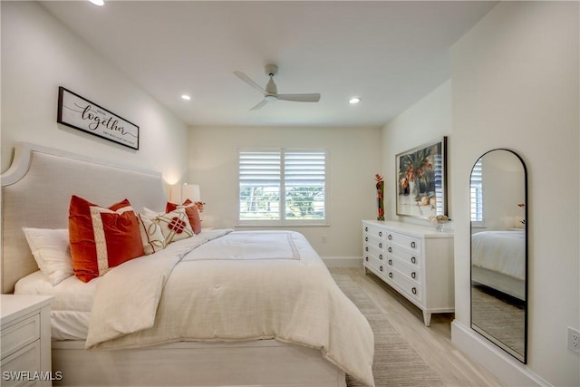9373 Aviano Dr, Fort Myers, FL 33913 - bedroom with recessed lighting, ceiling fan, and light wood-type flooring