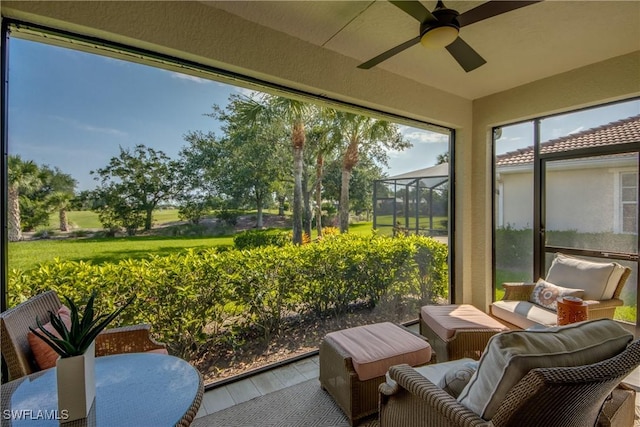9373 Aviano Dr, Fort Myers, FL 33913 - sunroom with ceiling fan