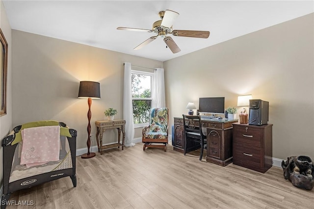 16962 Colony Lakes Blvd, Fort Myers, FL 33908 - office area with light wood finished floors, baseboards, and ceiling fan
