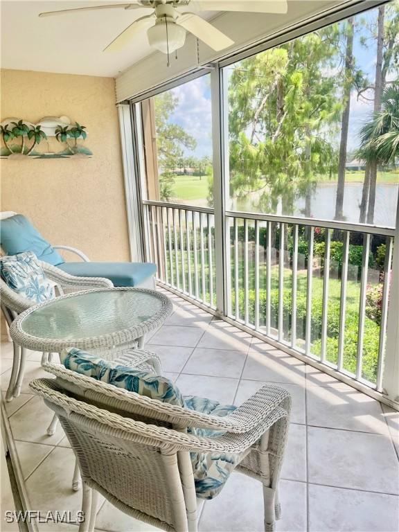 5985 Bloomfield Cir Unit D205, Naples, FL 34112 - sunroom / solarium featuring ceiling fan