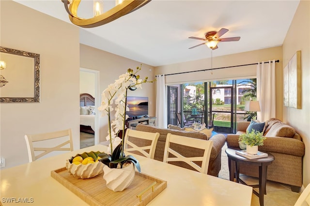 dining room featuring a ceiling fan