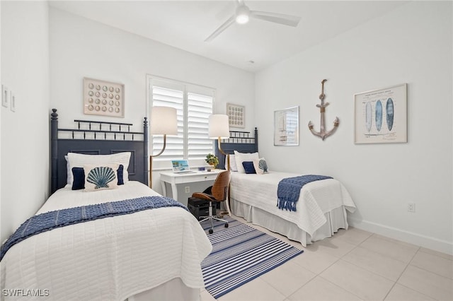 11521 Coronado Way, Naples, FL 34120 - tiled bedroom featuring baseboards and a ceiling fan