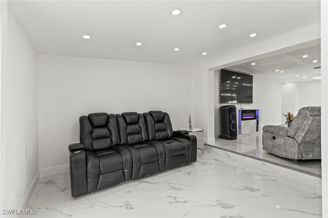 4411 Rose St, Valrico, FL 33596 - living area with baseboards, recessed lighting, and marble tiled floors