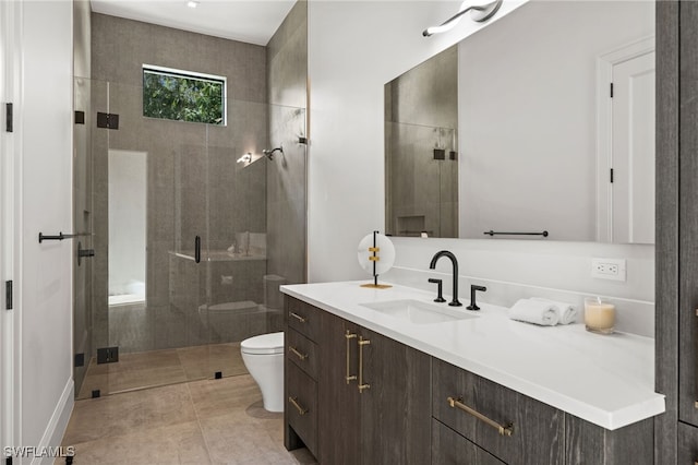 115 E Ave, Naples, FL 34108 - full bathroom featuring toilet, a stall shower, vanity, and tile patterned flooring