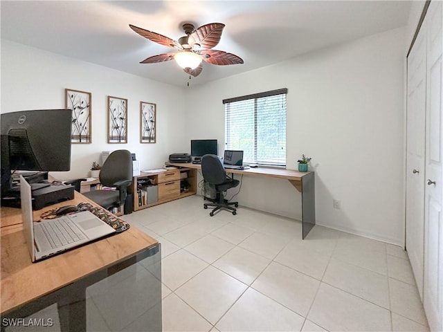 3790 35th Ave NE, Naples, FL 34120 - office area with ceiling fan and light tile patterned floors