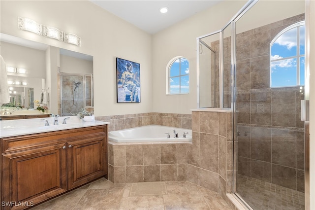 5687 Whispering Willow Way, Fort Myers, FL 33908 - full bath featuring vanity, a shower stall, and a bath