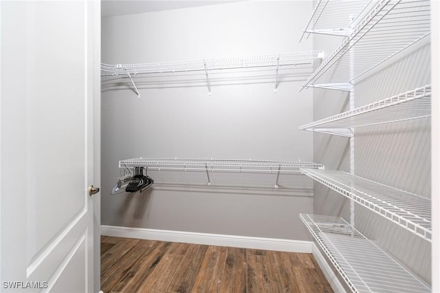 spacious closet with wood finished floors
