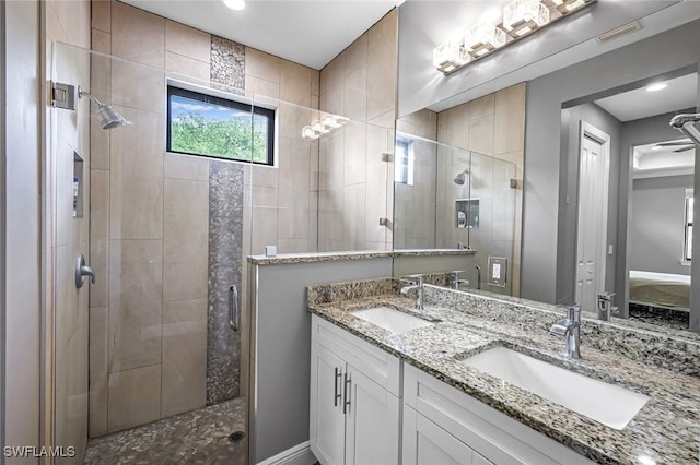 79 41st Ave NE, Naples, FL 34120 - full bath with a stall shower, double vanity, and recessed lighting
