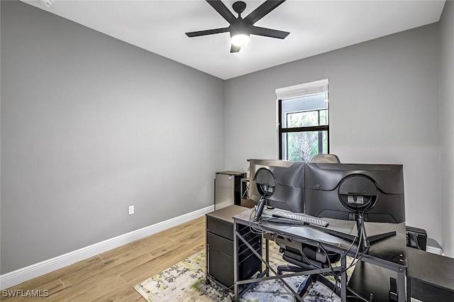 79 41st Ave NE, Naples, FL 34120 - home office featuring ceiling fan, light wood finished floors, and baseboards