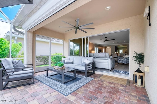 8661 Querce Ct, Naples, FL 34114 - sunroom / solarium with outdoor lounge area and a ceiling fan