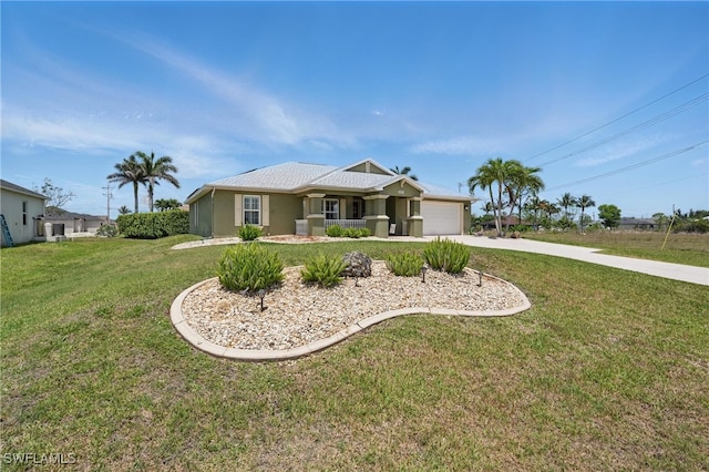 2500 El Dorado Blvd N, Cape Coral, FL 33993 - single story home with a garage, concrete driveway, a front lawn, and stucco siding