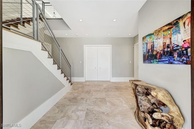 26906 Mclaughlin Blvd, Bonita Springs, FL 34134 - entrance foyer with stairway, recessed lighting, and baseboards