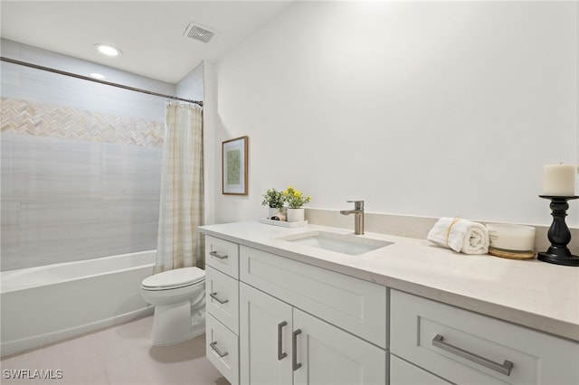 4485 Dover Ct Unit 1202, Naples, FL 34105 - bathroom with toilet, vanity, shower / tub combo with curtain, and recessed lighting
