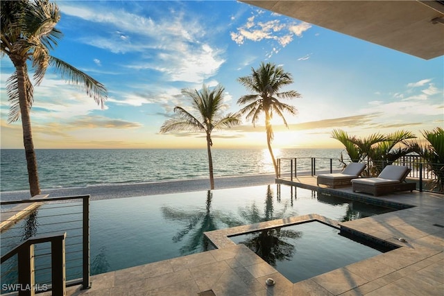 27130 Hickory Blvd, Bonita Springs, FL 34134 - dock featuring a water view and a pool with connected hot tub