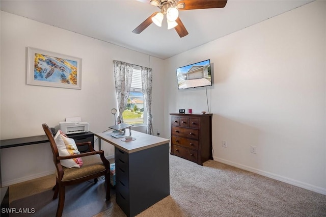1713 NW 9th Ter, Cape Coral, FL 33993 - carpeted home office with a ceiling fan and baseboards